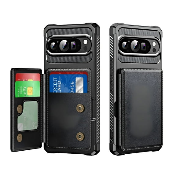 GJX Slim Fit for Google Pixel 10 /10 Pro Case, Protective PU Leather Wallet Cover with Card Holder RFID Blocking Back Case Shockproof Back Cover for Google Pixel 10 /10 Pro, Black