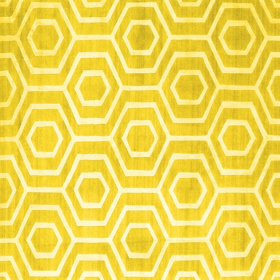 Ahgly Company Indoor Square Abstract Yellow Contemporary Area Rugs, 3' Square
