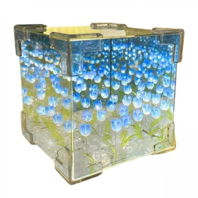 Paquete De Material De Luz Nocturna De Tulipán 3xDIY, Adorno De Mesa Para Habitación De Niños, 16 Flores Azules