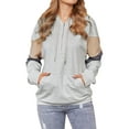 thumbnail image 4 of ManHanLi Women Drawstring Zipper Kangaroo Pocket Color Block Long Sleeve Hoodie, 4 of 8