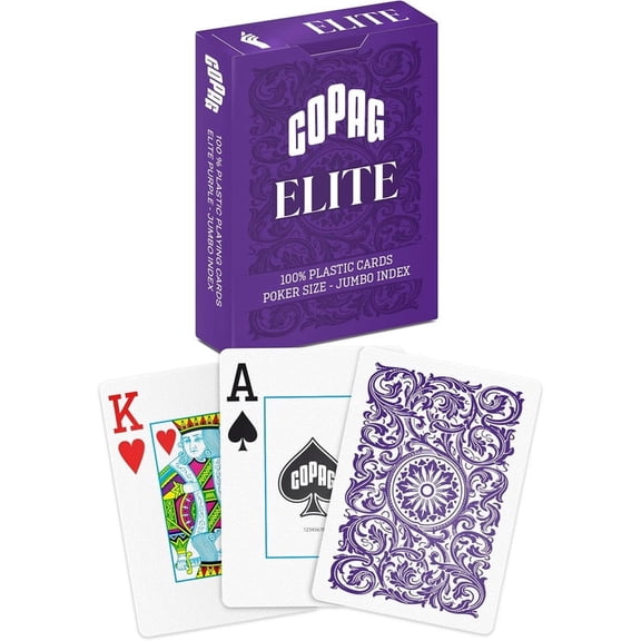 Copag Elite 100% Plastic Playing Cards, Poker Size Jumbo Index Single Deck - Purple