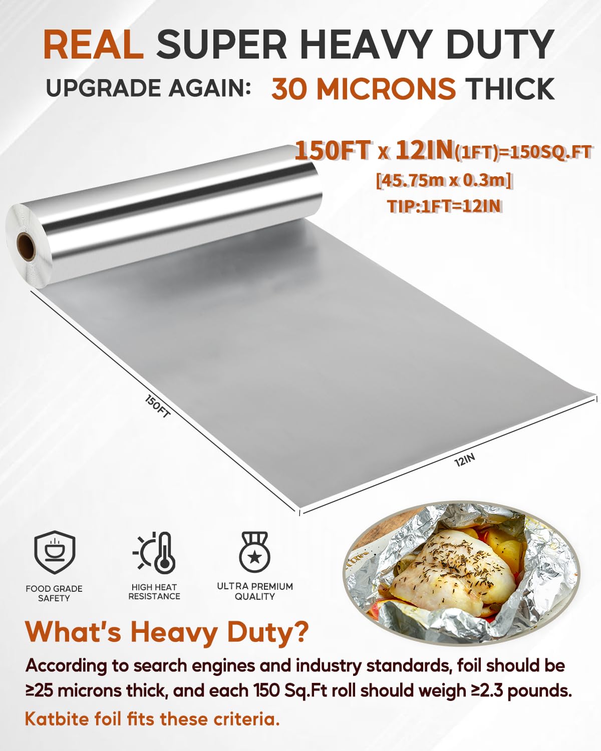 Katbite Heavy Duty Aluminum Foil Roll, 12 Inch x 150 Feet photo 8