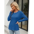 thumbnail image 3 of FUNING  Women's Color Block Tops Casual Long Sleeve Tunic Round Neck Pullover Shirts, 3 of 6