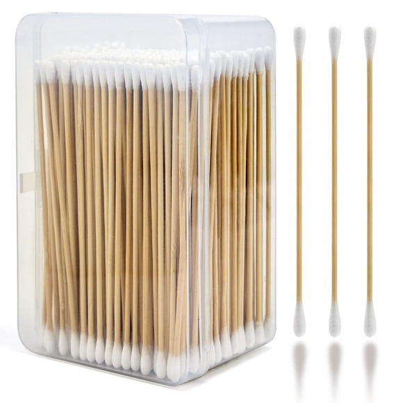 Bastoncillos de algodón PINGMIC, 400 unidades (800 puntas) de largo, 15 cm, con caja de almacenamiento
