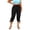 Black, variant on Womens Plus Size Capri Pants, Below the Knee Side Split Elastic Waist Casual Summer Capris with Pockets Green Size XL