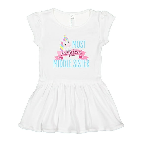 Inktastic Most Magical Middle Sister- Cute Unicorn Girls Toddler Dress