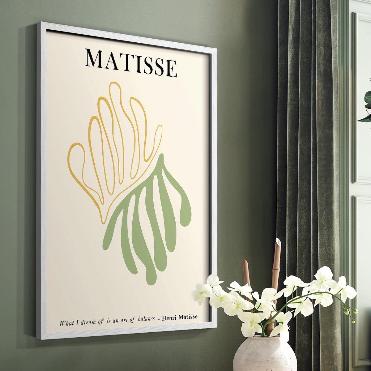 Matisse CDLXXXV in White Solid Wood Framed Print No Nail Hanging