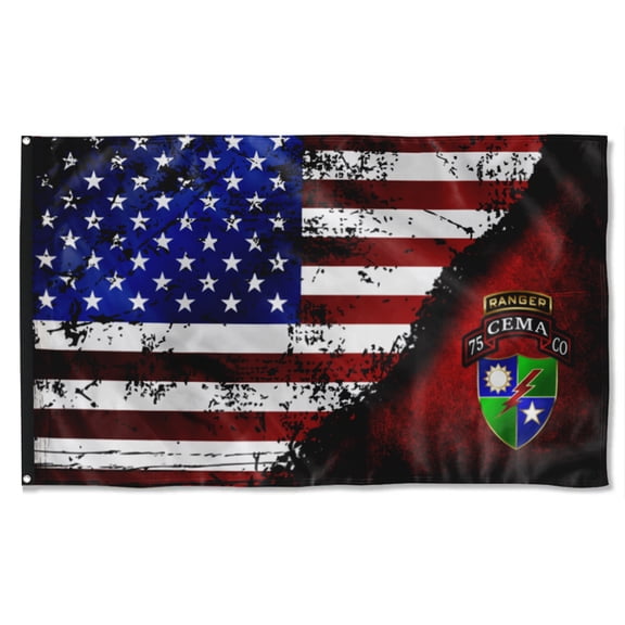 Cayyon Cema Tabbed Scroll 75th Stars&stripes Flag 3x5Feet Military Banner with 2 Brass Grommets