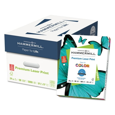 - Hammermill Premium Laser Paper, 3-Hole Punch, 98 Bright, 24lb, Ltr, White, 500 Sheets/Ream -HAM107681