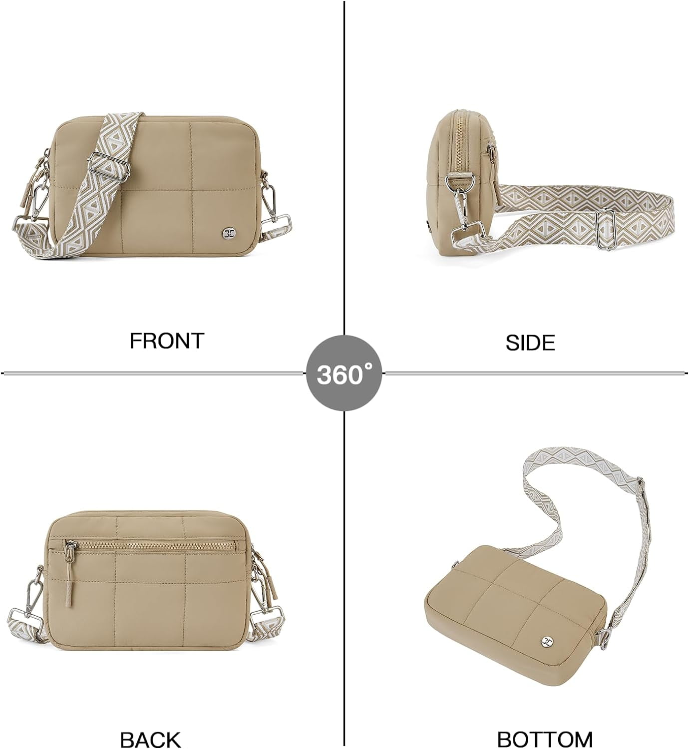 Crossbody Bags for Women Crossbody Purse with Guitar Strap Lightweight Puffer Shoulder Bag for Travel
