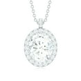 thumbnail image 2 of Rosec Jewels Oval Shape Moissanite Halo Pendant for Women - D-VS1 Grade, 925 Sterling Silver, 2 of 6