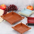 thumbnail image 5 of Uxcell 2Pack 8.3"x8.3" PU Leather Jewelry Tray Folding Valet Tray Organizer, Brown, 5 of 5