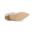 thumbnail image 5 of BLISSFUL STEP Women's Boots Pointy Toe Back Zip Block Heel Ankle Boots Beige 9, 5 of 7