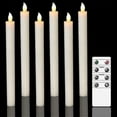 thumbnail image 1 of 6 Pack Battery Operated LED Candles with Remote and Timer for Wedding Decor Ivory Real Wax Flickering Warm White Light, 1 of 4