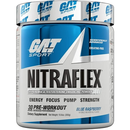 GAT Clinically Tested Nitraflex  Testosterone Enhancing Pre Workout  Blue Raspberry