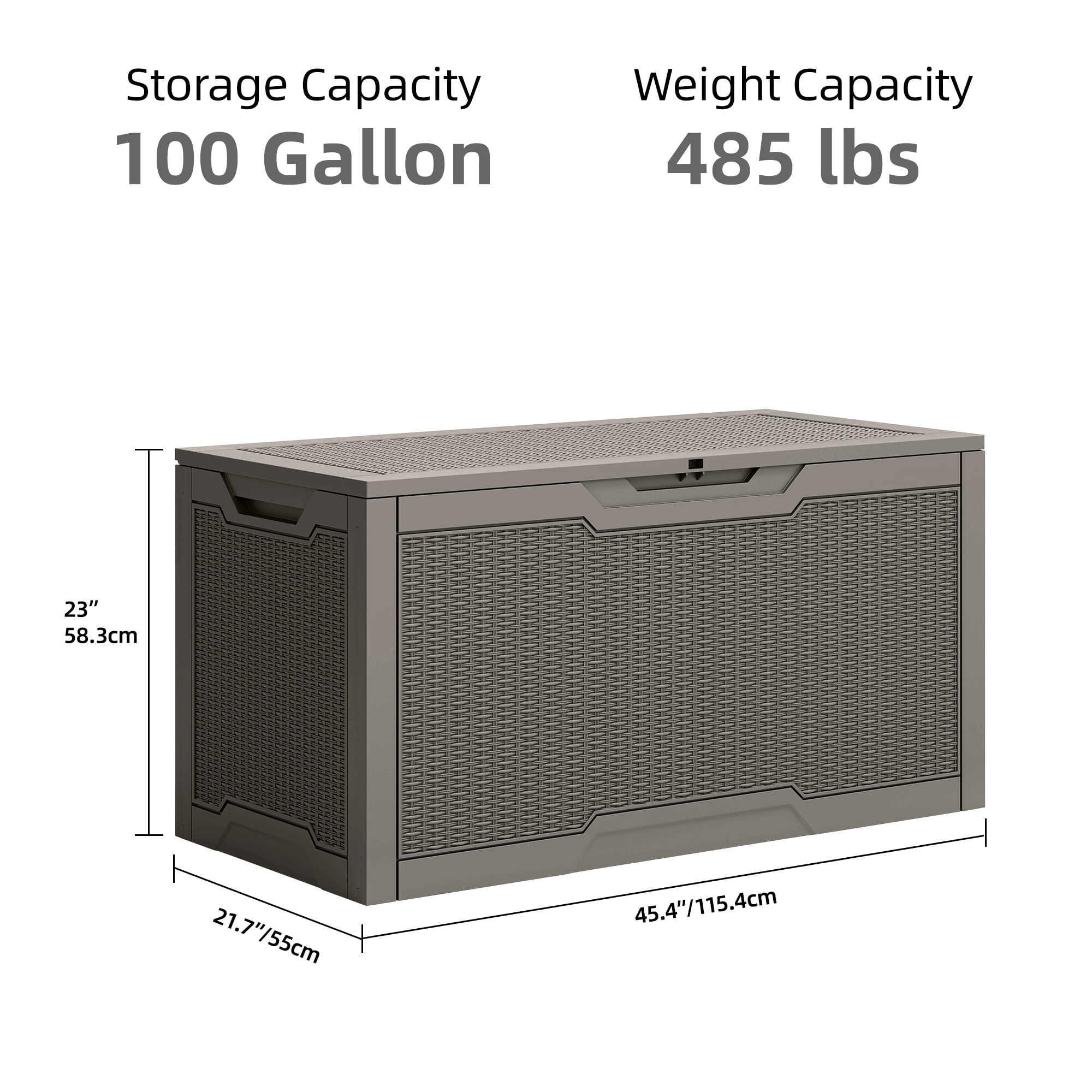 Uforic Lockable 100 Gallon Resin Deck Box, Heavy-Duty Weather Resistant Outdoor Storage Chest, Versatile Storage Solution for Patio Accessories and Daily Essentials,Light Brown