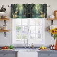 thumbnail image 4 of Green Forest Deer Valances for Windows, Fantasy Vintage Nature Scenery Light Filtering Kitchen Curtains, Rod Pocket Window Valance Curtains for Living Room Bedroom, 42" W x 18" L, 2 Panels, 4 of 9