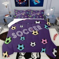 Homewish Kids Soccer Game Bedding Comforter Set,Colorful Football Twin Comforter Sets,Sport Theme Bedding Set For Boys,Microfiber Bedroom Decor,2 Pieces