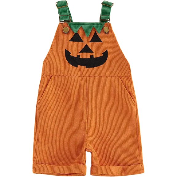 Gaiseeis Todd'ler Halloween Overalls, Cute Pumpkin and Ghost Cosplay Corduroy Romper Outfit for B'oy's and G'irl's, Fall Festival Halloween Clothes