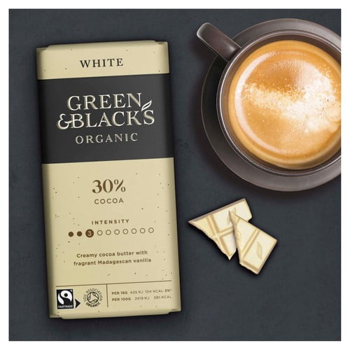 Green & Black's Organic White Chocolate Bar 90g, British Import (Pack of 3)