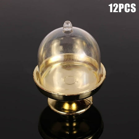 

12Pcs Mini Cake Stand Cupcake Box Plastic Candy Box Wedding Party Supplies(Gold)