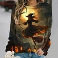 thumbnail image 2 of Lcziwo Halloween Witch Tshirts Women Long Sleeve Round Neck Loose Sweatshirts Printed Horror Movie Basic Pullover Casual Fall Winter 2025 Tops Multicolor,XXL, 2 of 5