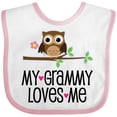 thumbnail image 3 of Inktastic Grammy Loves Me Grandchild Owl Girls Baby Bib, 3 of 4