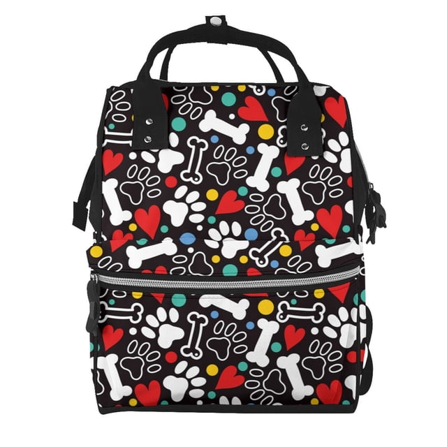 Fotbe Paw And Bones Mochila Maternidad - Lona de Sarga Impermeable, Mochila de Pañales de Gran Capacidad con Múltiples Bolsillos y Correas Ajustables