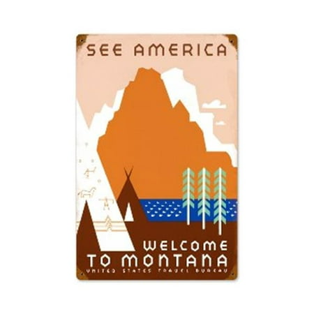 Past Time Signs PTS361 See America Travel Vintage Metal Sign Welcome to