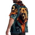 thumbnail image 3 of Vintage Bear Men's Casual Spread Collar Hawaiian Short Sleeve Button Down Summer Beach Tops, 3 of 6