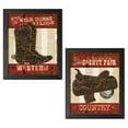thumbnail image 1 of Gango Home Decor Red and Brown Southwestern Wild West Cowboy Boots and Saddle Set; 2-11x14" Black Framed Posters, 1 of 3