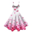 thumbnail image 4 of LWavelet 2026 Valentine's Ruffled Fitted Heart Dress, Women's Love Rose Print Sleeveless A Line Flowy Casual Sundresses White S, 4 of 4
