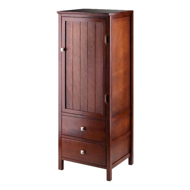 Pemberly Row Transitional Solid Wood Cupboard in Walnut Finish