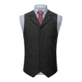 thumbnail image 2 of VBTAPA Men's Formal Vest Business Casual Slim Fit Notch Lapel Suit Vests Vintage Sleeveless Single Breasted Waistcoat with Pockets Black XL, 2 of 6