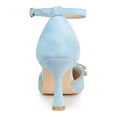 thumbnail image 2 of BLISSFUL STEP Women's Rhiness Bow Ankle Strap Stiletto Heel Pumps Sky Blue 7.5, 2 of 8