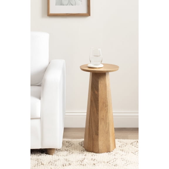 Kate and Laurel Hemingson Modern Mango Wood Round Drink Table, 10 x 10 x 22, Natural Wood, Mid-Century Circle Pedestal Table for Use as Bedroom Nightstand, Indoor Plant Stand, or Living Room Accent