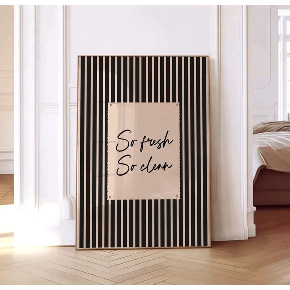 So Fresh So Clean Vintage Striped Bathroom Wall Art Poster