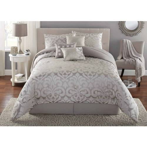 Mainstays King Damask Comforter Set, 7 Piece
