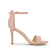 thumbnail image 3 of BLISSFUL STEP Women's Solid Color Strappy Suede Ankle Stiletto High Heels Sandals Pink 8.5, 3 of 7