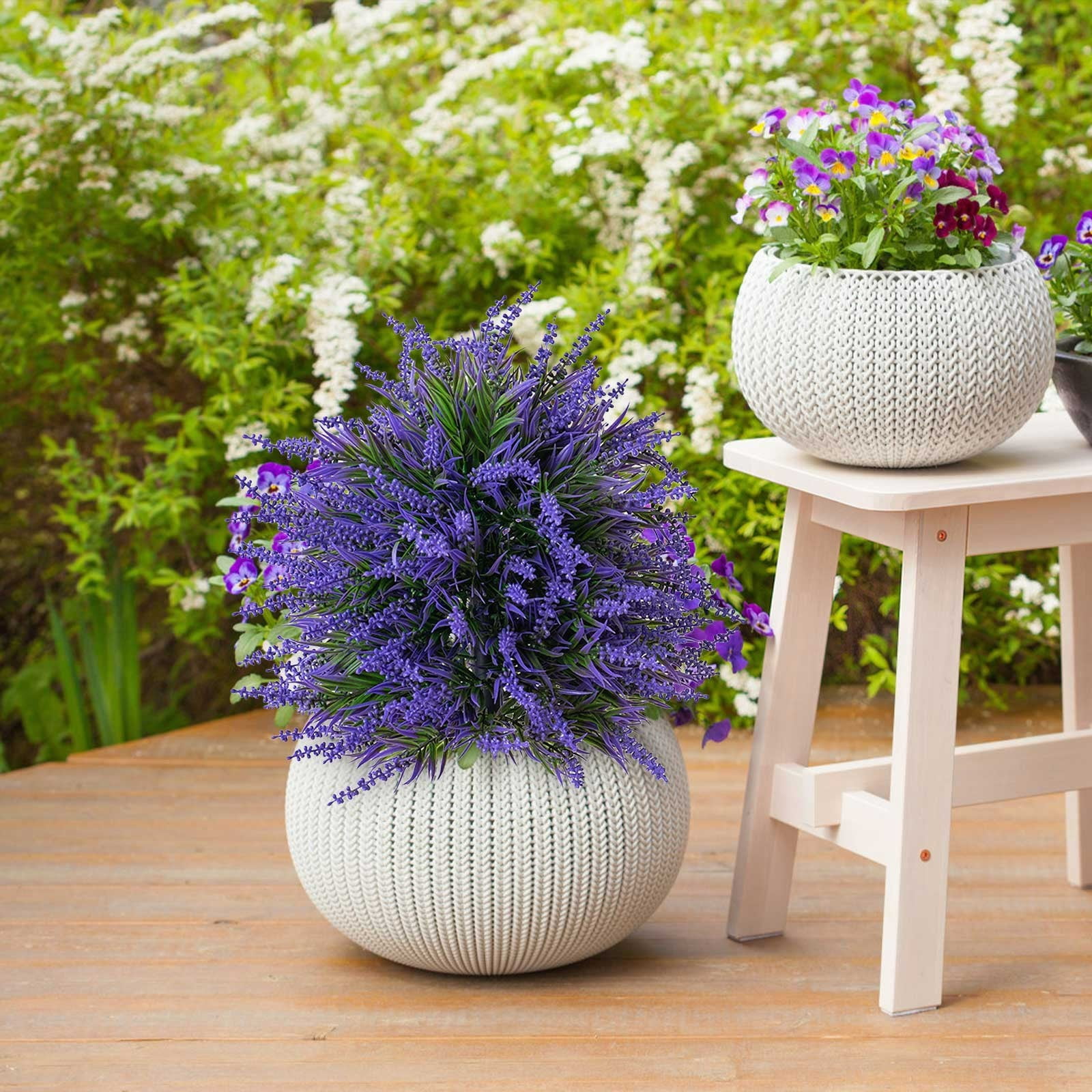 Nkmbld Artificial Flower Outdoor Decoration, Fake Plants with Ground Spike, UV Resistant No Fade Faux Flowers for Garden, Yard, Front Porch, Patio Decor