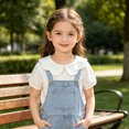 thumbnail image 6 of Lumtrix Toddler Girls Short Sleeve Shirts Scalloped Doll Collar Blouse | Solid Color Casual Tee Tops, 0 Months-7 Years White 120, 6 of 6