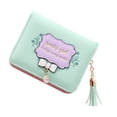 thumbnail image 3 of Fashion Small Pu Zip Pocket Card Holder Clutch Purse Tassel Green, 3 of 7