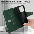 thumbnail image 5 of ELEHOLD Wallet for iPhone 15 Pro Max 6.7" Case, PU Leather Large Capacity Card Holders Zipper Wallet Detachable Wris Strap Cash Pocket Kickstand Shockproof Flip Wallet Protective Case, Green, 5 of 9