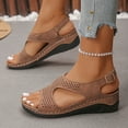 thumbnail image 4 of absuyy Womens Chunky Comfort Slide Sandals with Adjustable Ankle Strap, Casual Platform Open-Toe Sandals with Padded Footbed, Brown,Size 5.5, 4 of 9
