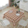 thumbnail image 6 of Khaki Checkered Table Cloth Waterproof Tablecloths, Farmhouse Plaid Buffalo Elegant Tablecloth Dining Table Cover for Kitchen Party Tabletop Outdoor, Square Tablecloth 60x60 Inch, 6 of 9