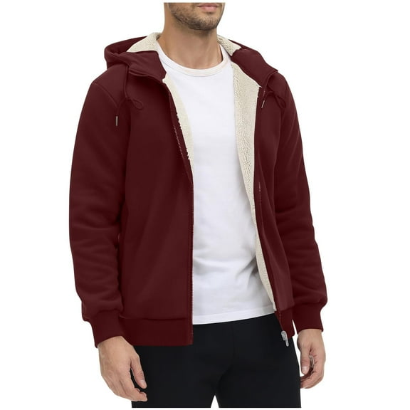 yillto Fleece Hoodie for Mens Zip up Sherpa Lined Warm Thick Sweatshirt Jackets Fall Winter Coats