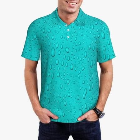 Logiee water droplets Print Mens Polo Shirts Mens Golf Polo Shirts Short Sleeve Casual Polo Shirts for Men Summer Fashion Beach Shirts-X-Large