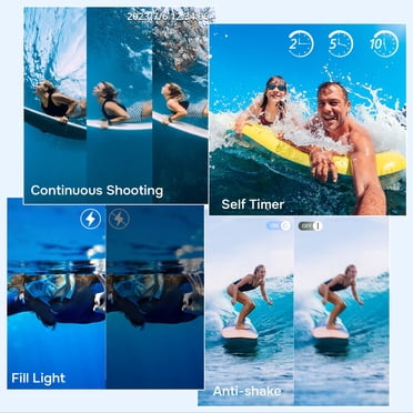 4K Underwater Camera With Dual Screen - 11FT Waterproof 48MP With 64GB Card & 2 Batteries