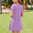 thumbnail image 4 of BRGZLK Dress For Girls, Frock,Solid Color, Summer Round Neck, Short Sleeved Lace Dress, Medium Size, Children With Pockets, Casual and Comfortable Dress, 4 of 6