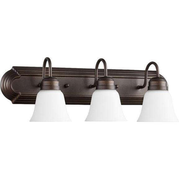3 Light Vanity Light in Bailey Street Home Home Collection Style 24 inches Wide By 8 inches High-Oiled Bronze Finish-Satin Opal Glass Color Bailey